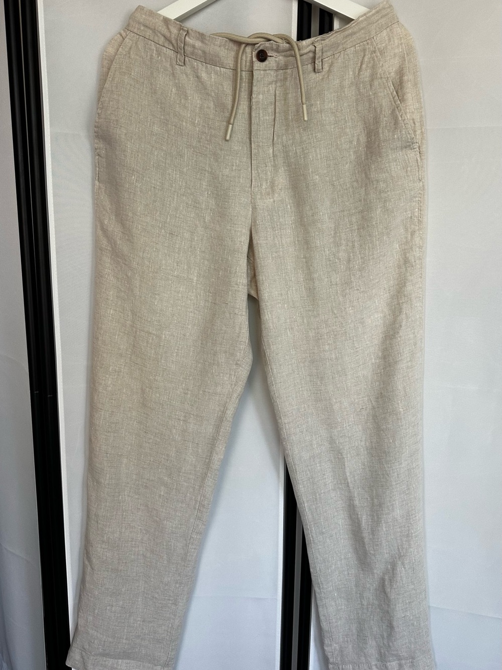 Zara women’s Light Beige Linen-Blend Chinos